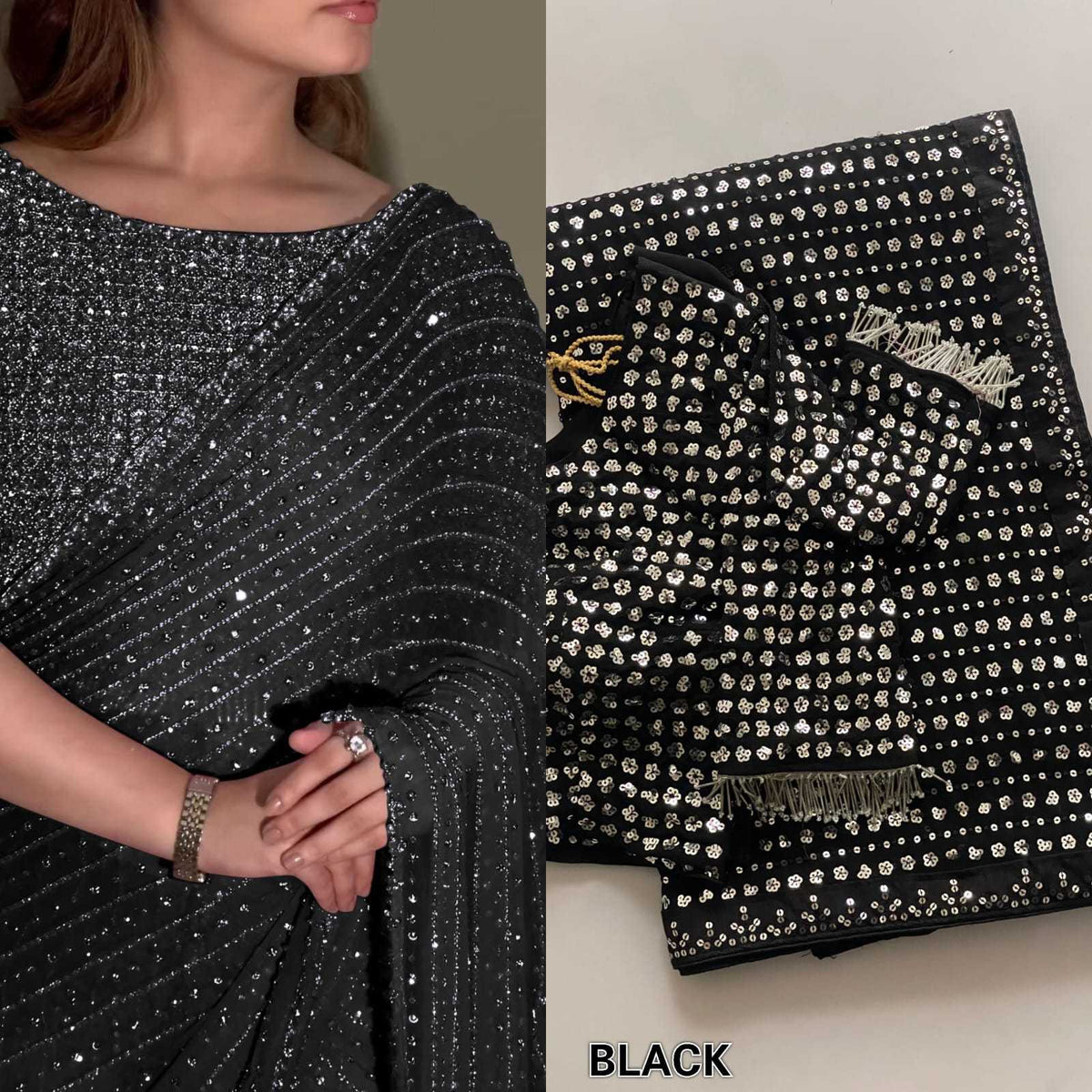 Faux Georgette Saree in Wine