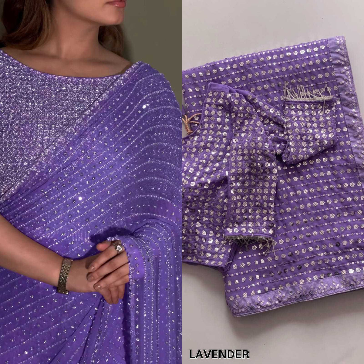 Faux Georgette Saree in Wine