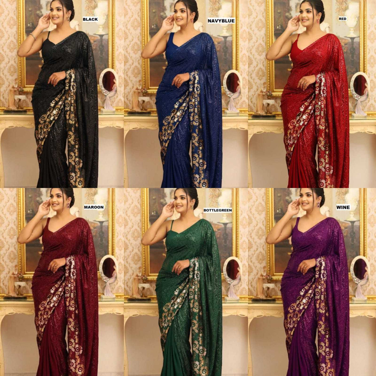 Georgette Saree in Maroon