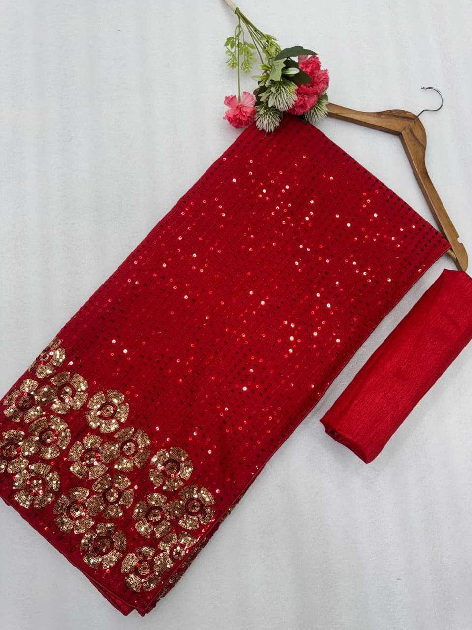 Georgette Saree in Maroon