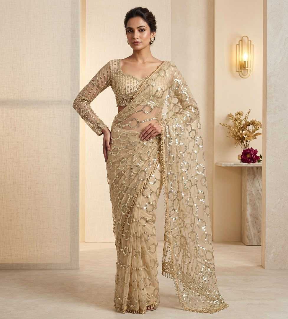 Butterfly Net Sequence Saree