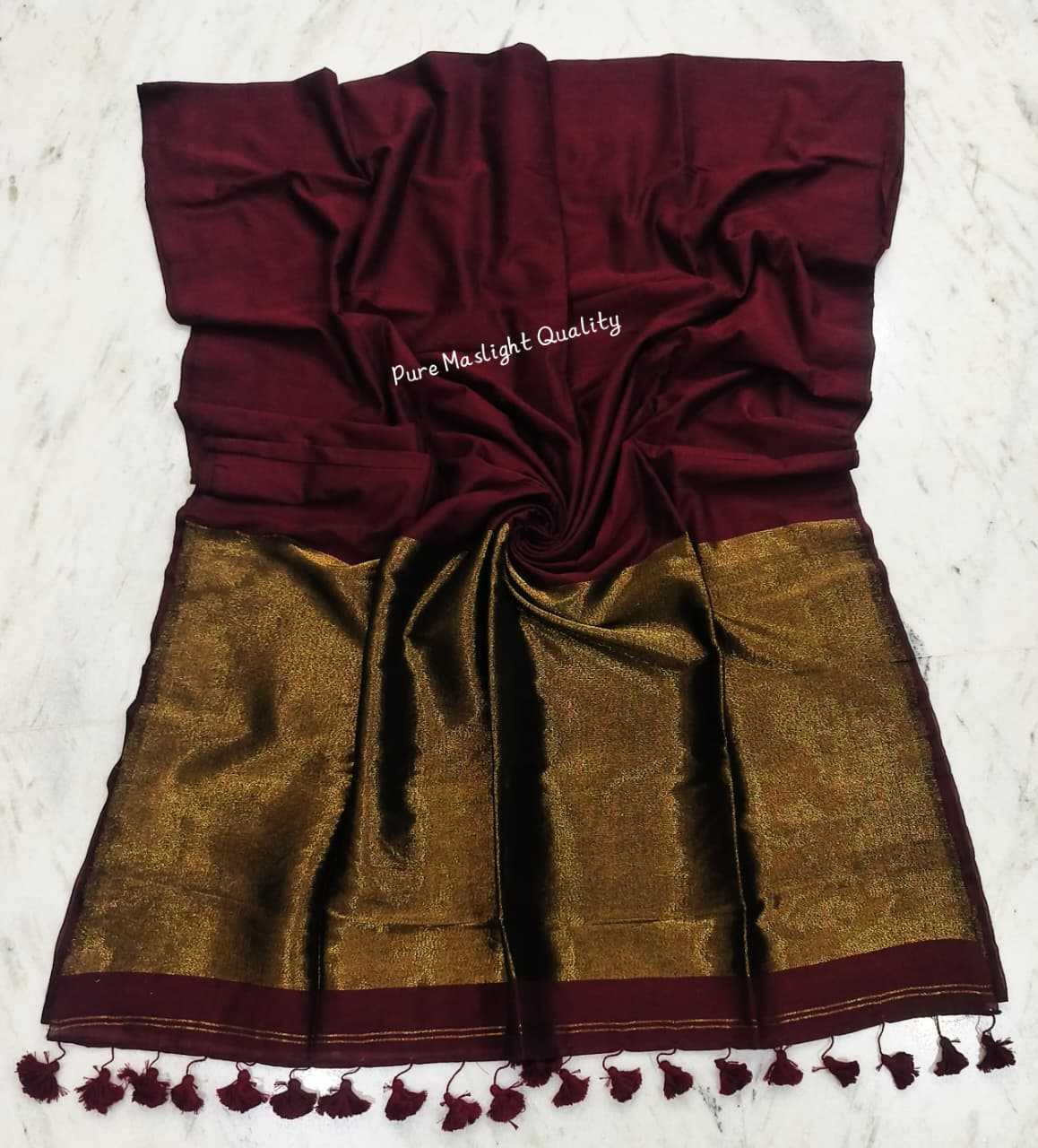 Solid Khadi Cotton Zari Border Saree