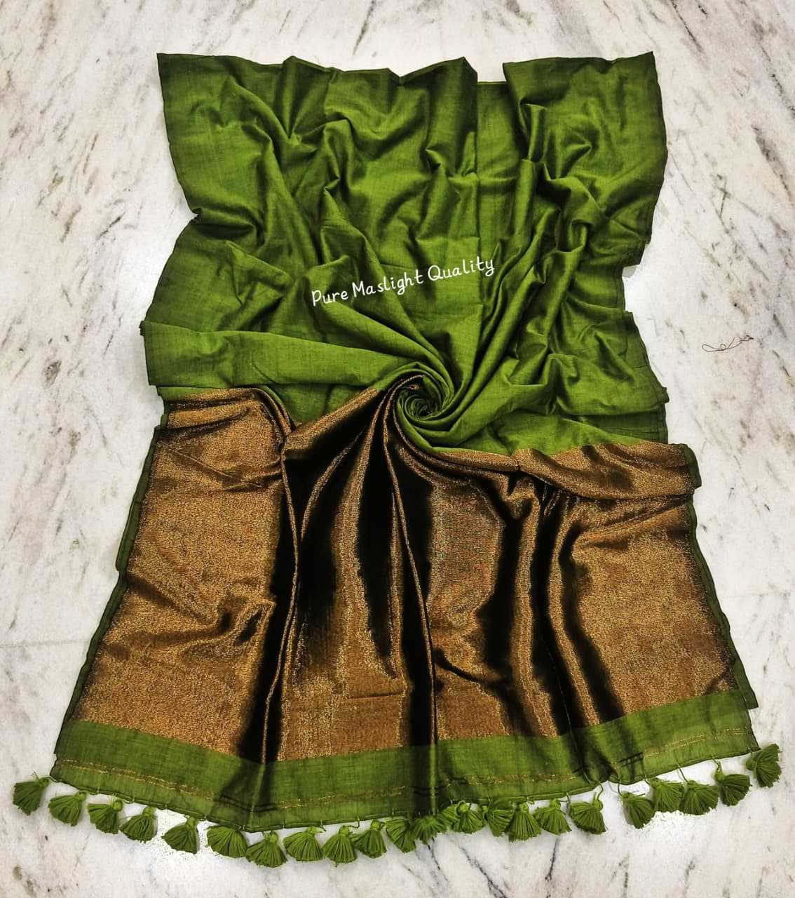 Solid Khadi Cotton Zari Border Saree