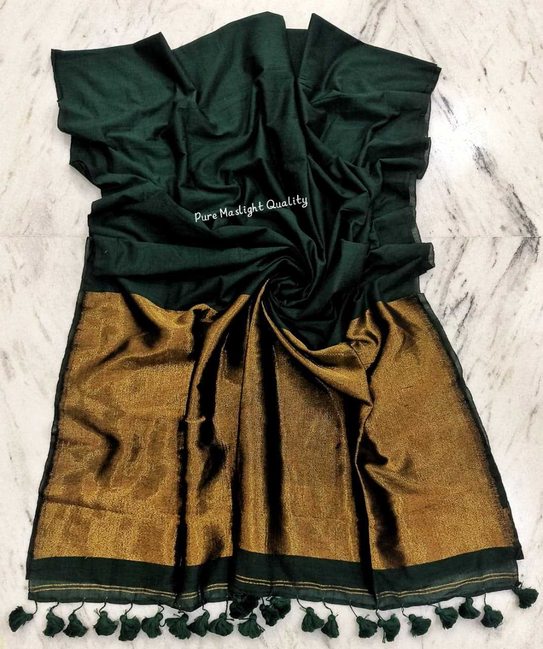 Solid Khadi Cotton Zari Border Saree