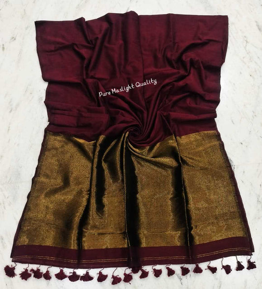 Solid Khadi Cotton Zari Border Saree