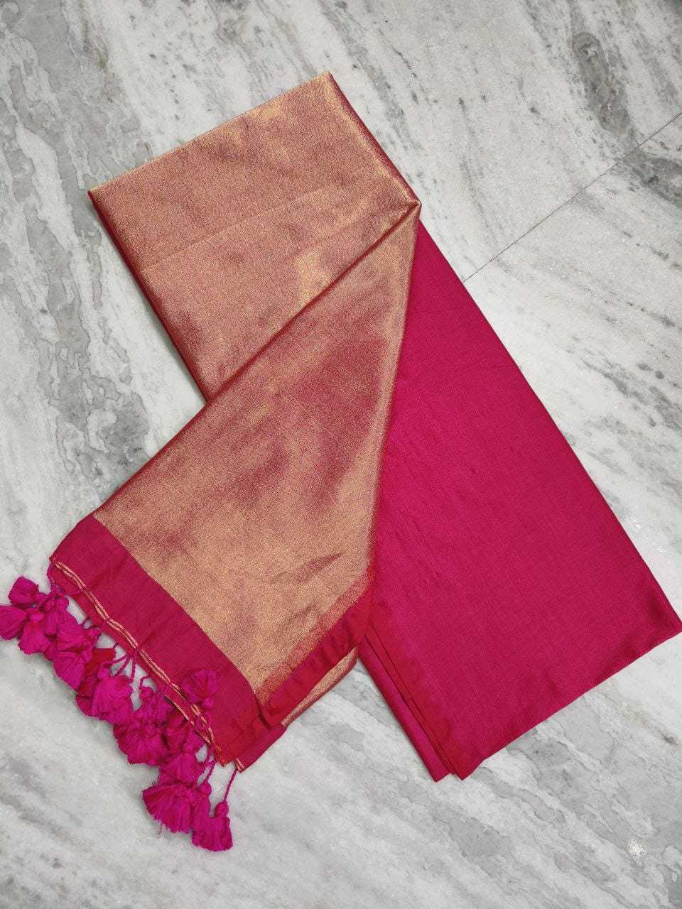 Solid Khadi Cotton Zari Border Saree