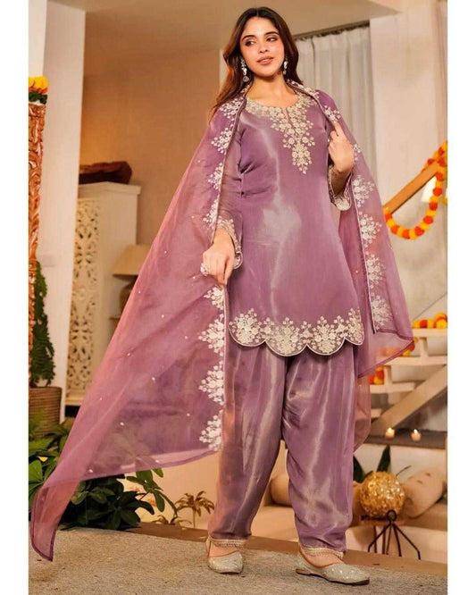 Satin Embroidery Suit