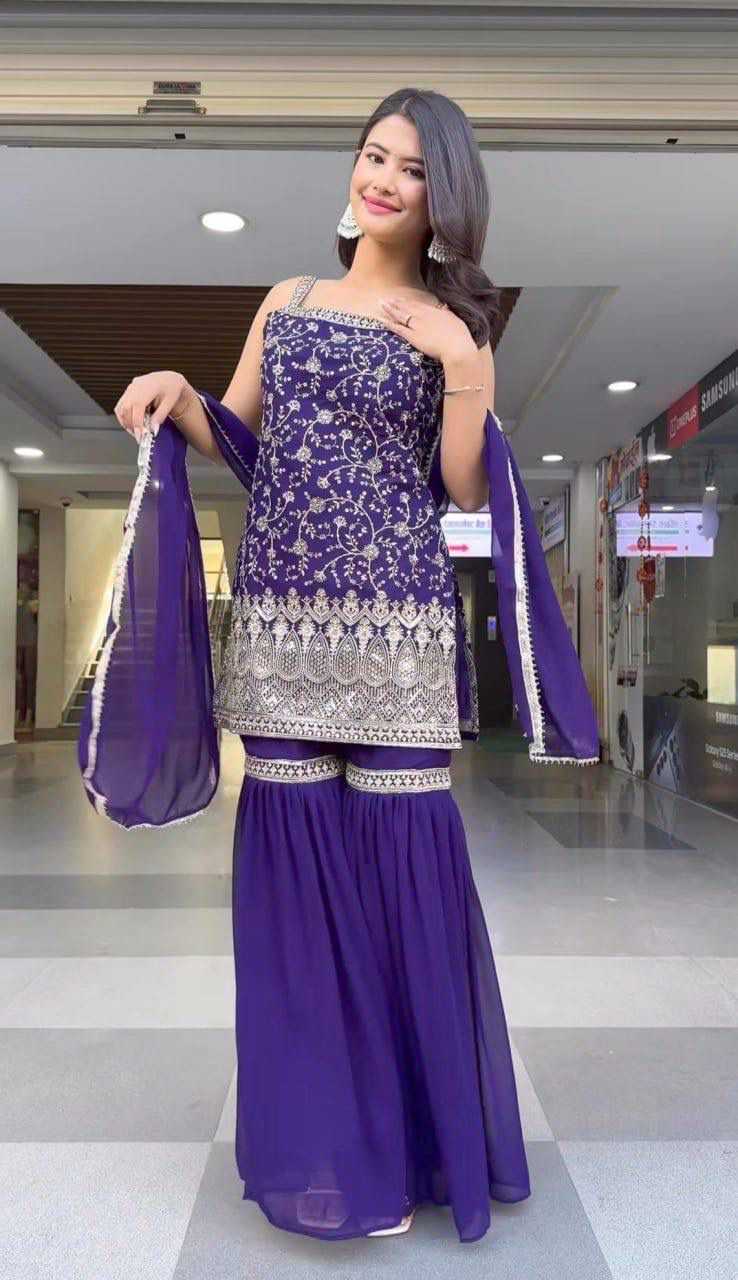 Faux Georgette Embroidery Suit