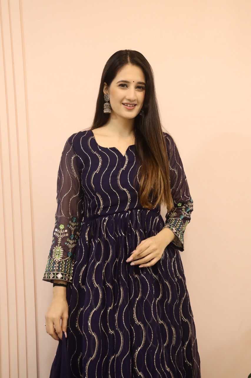 Faux Georgette Embroidery Gown