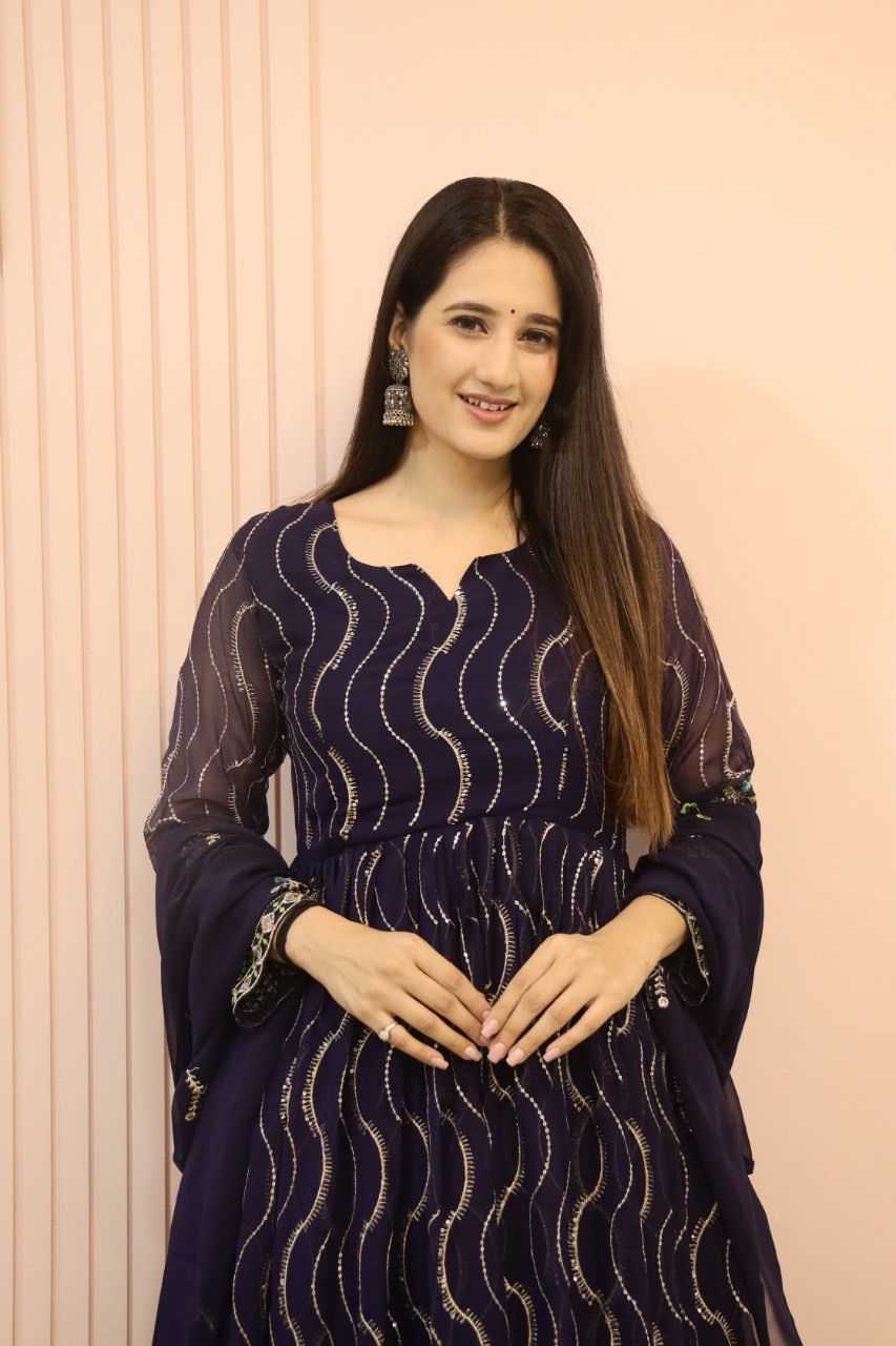 Faux Georgette Embroidery Gown