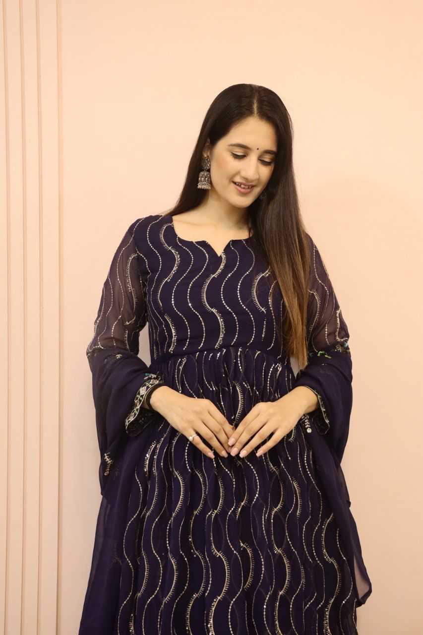 Faux Georgette Embroidery Gown