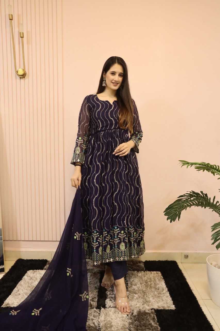 Faux Georgette Embroidery Gown