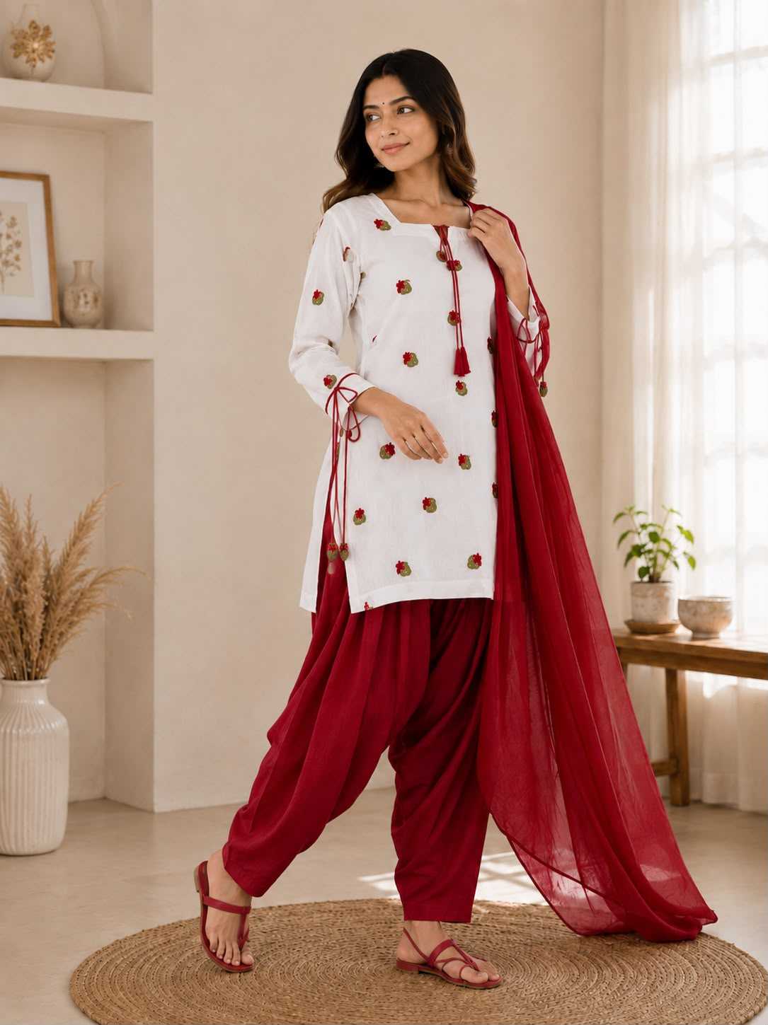 Cotton Cambric Embroidery Suit