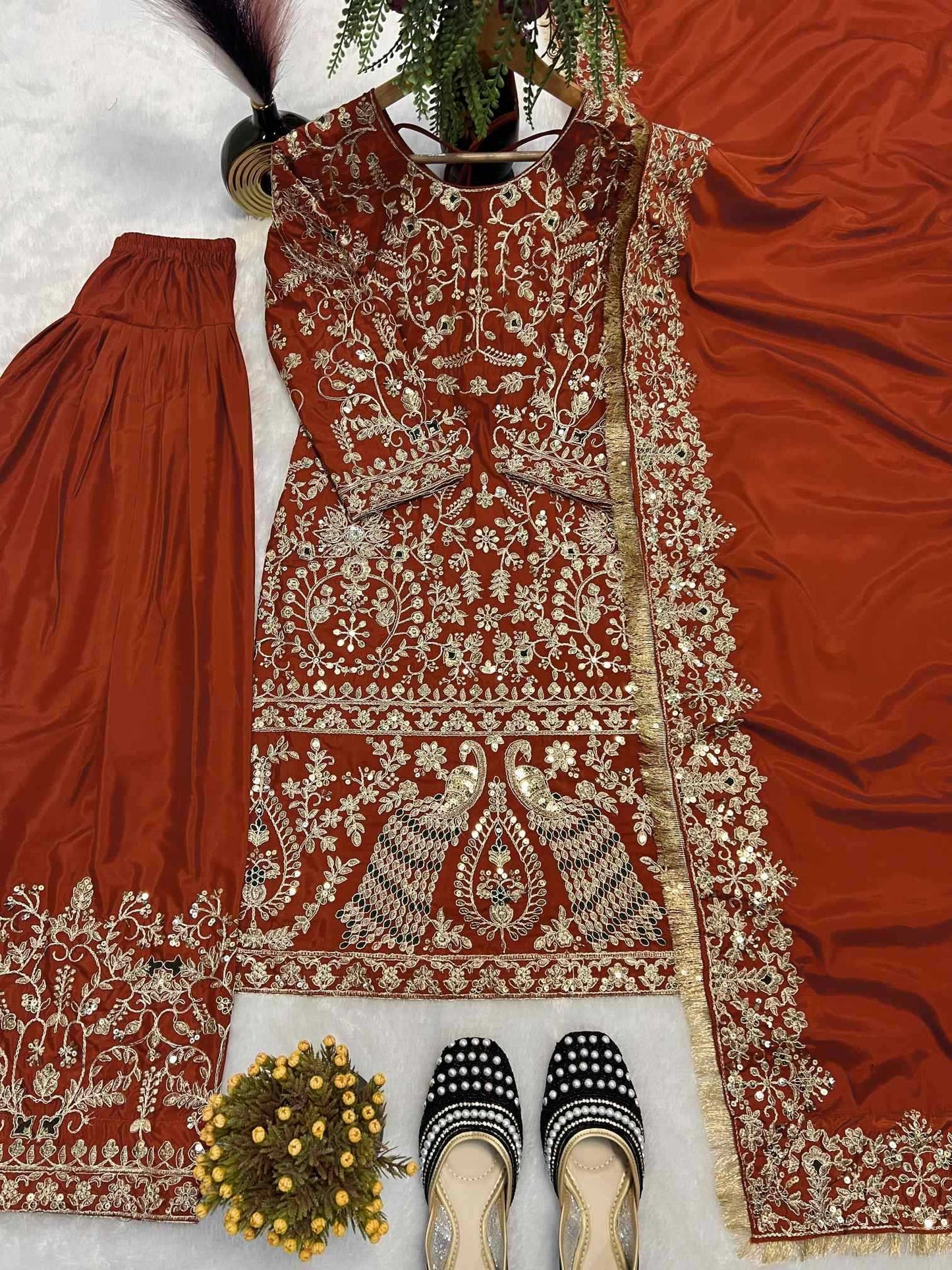 Crepe Silk Embroidery Suit