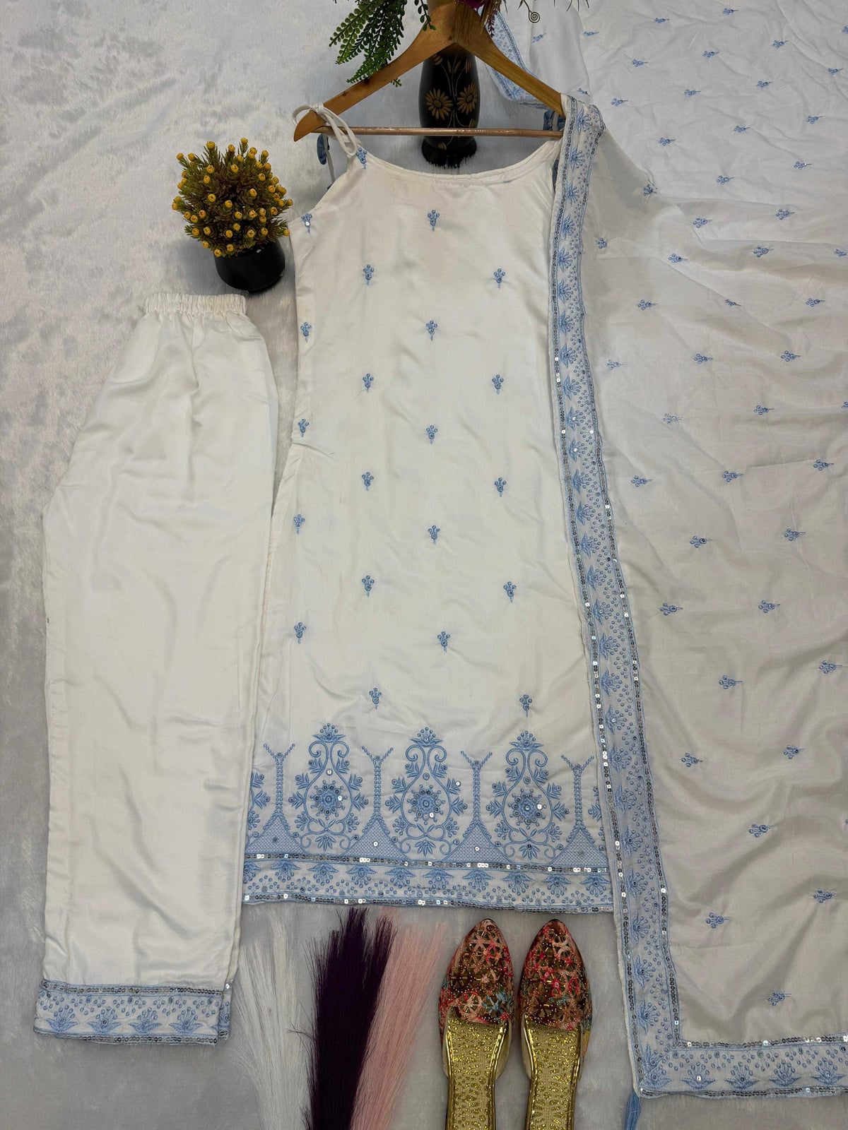 Soft Cotton Silk Embroidery Suit