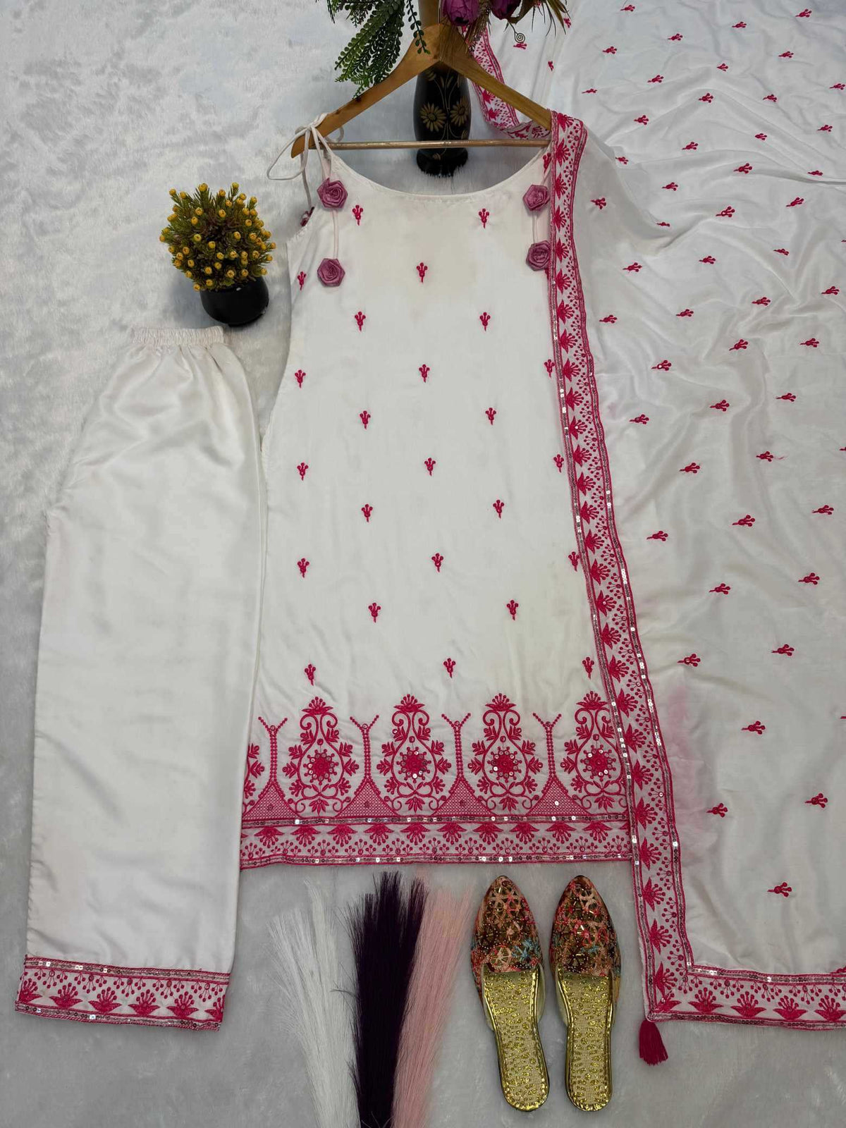 Soft Cotton Silk Embroidery Suit