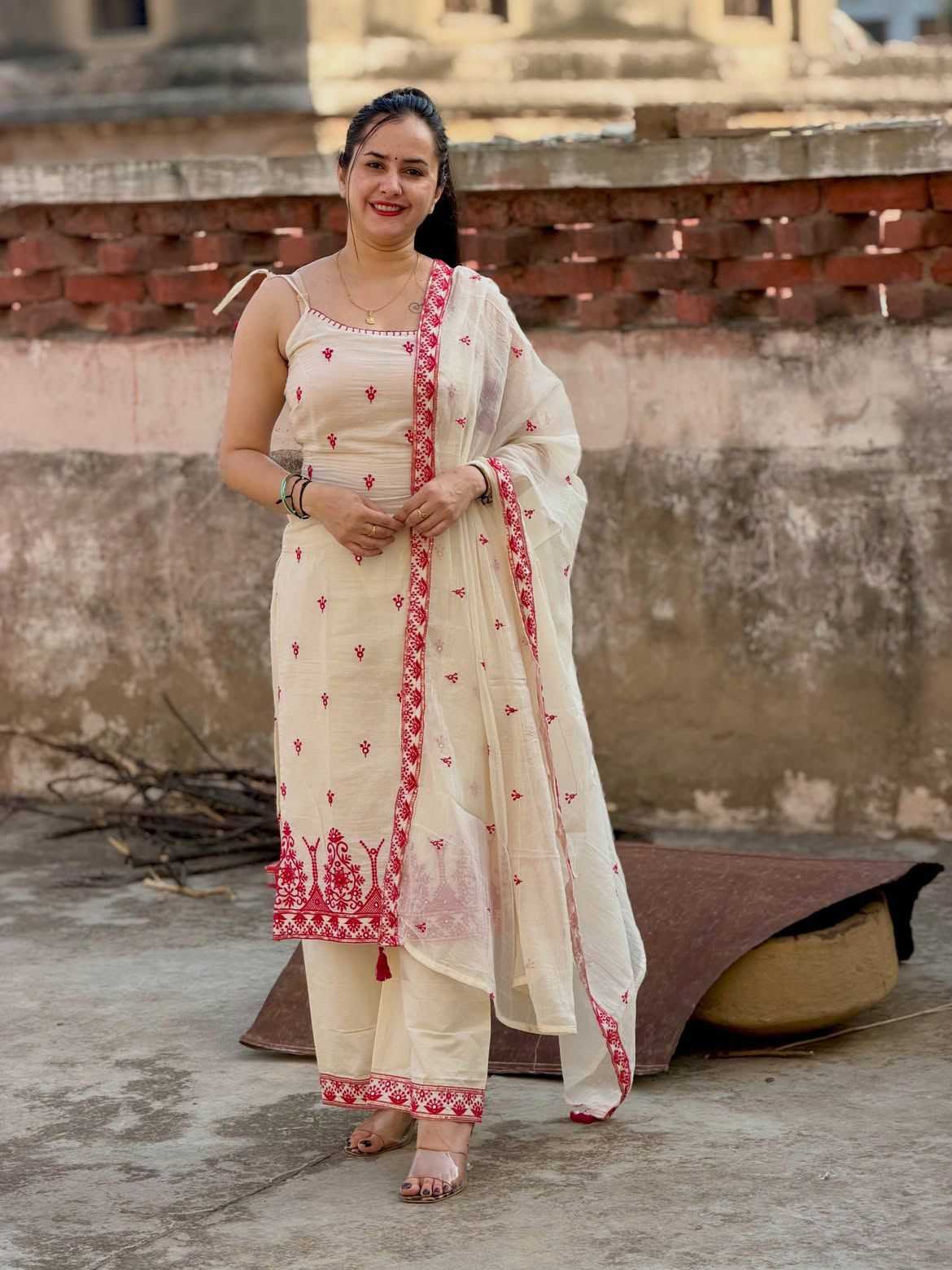Soft Cotton Silk Embroidery Suit