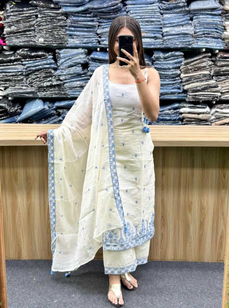 Soft Cotton Silk Embroidery Suit