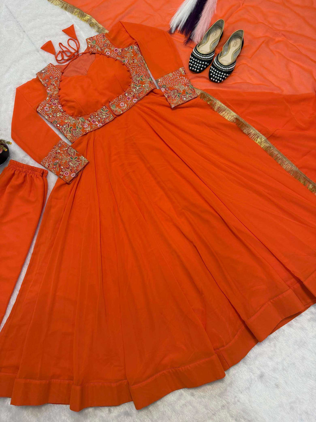 Faux Georgette Embroidery Gown 496