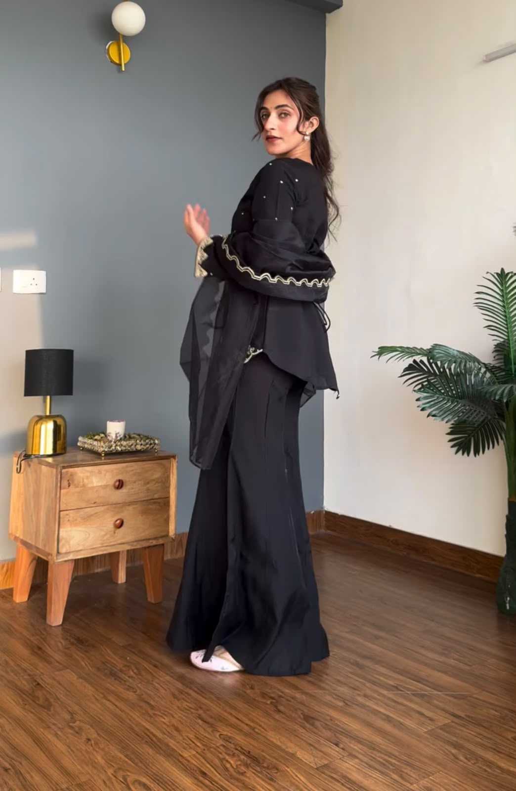 Crepe Silk Sharara Salwar Suit