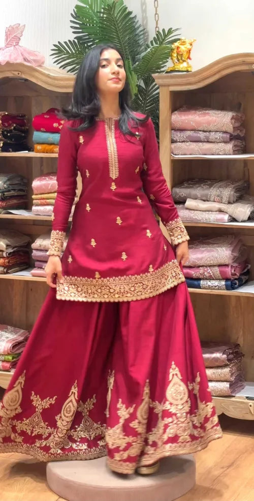 Crepe Silk Embroidery Suit
