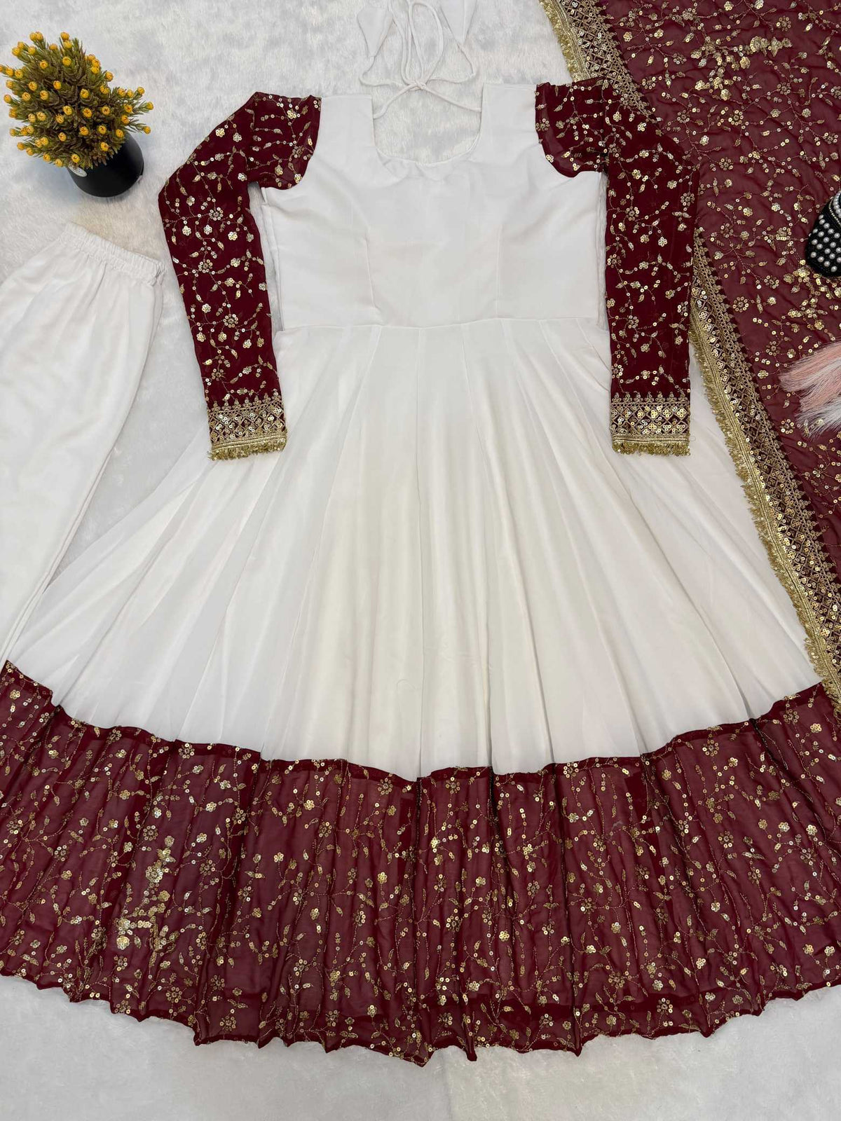 Faux Georgette Embroidery Suit 502