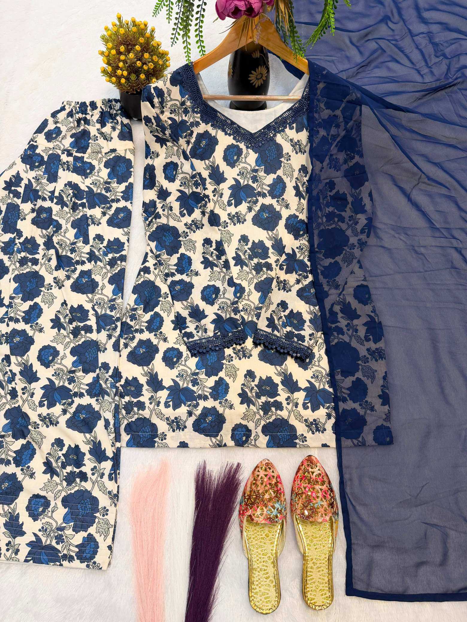Cotton Cambric Embroidery Suit
