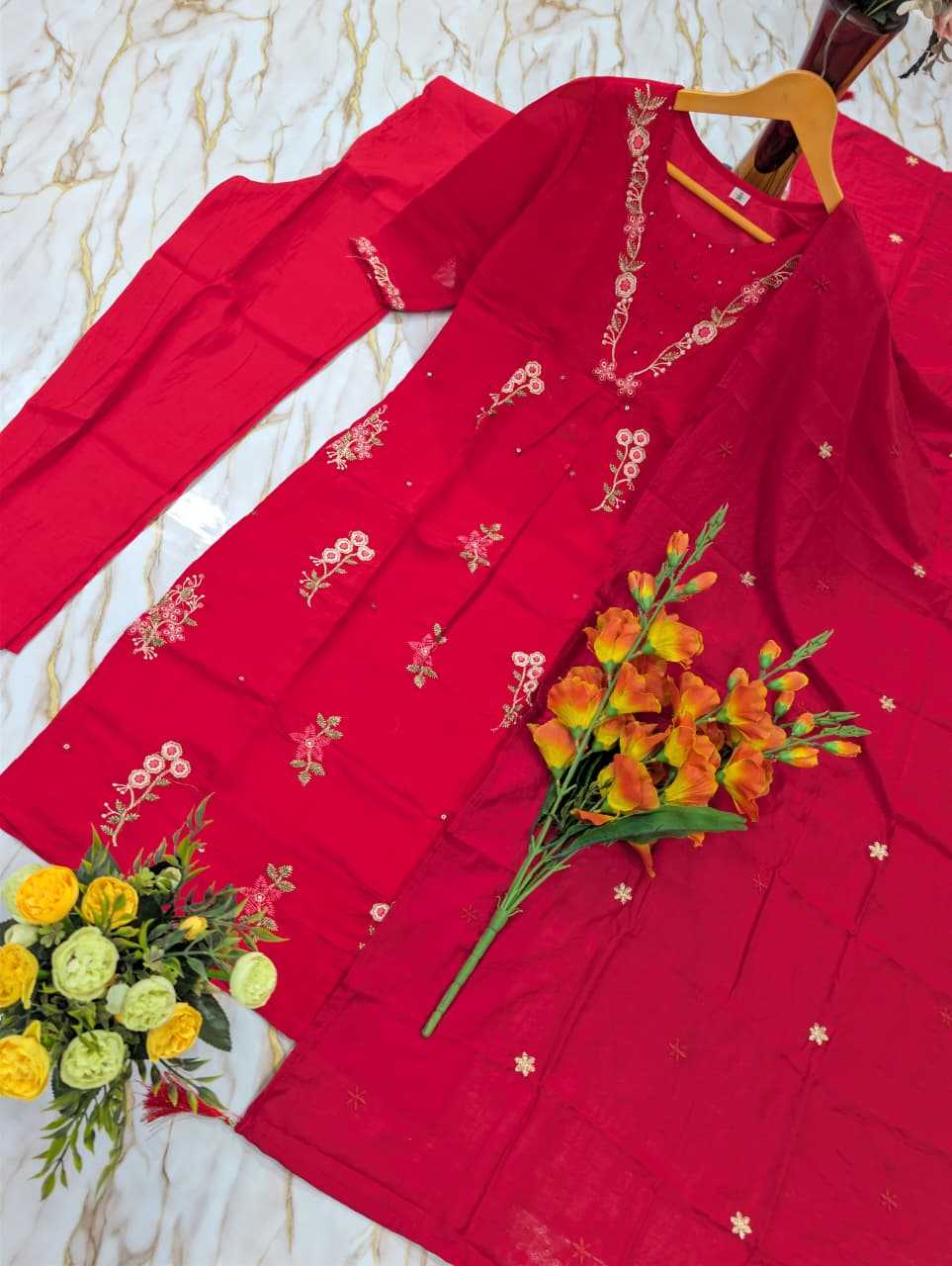 Elvina Viscose Chanderi Festive Kurti