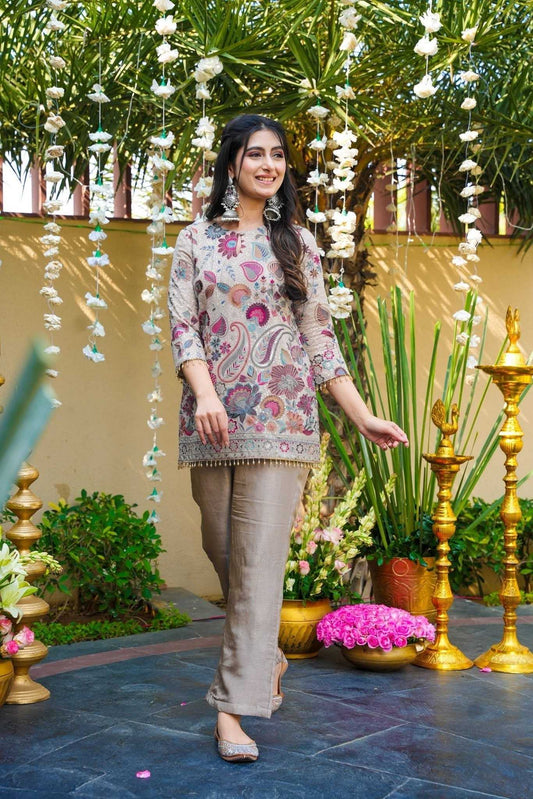 Vichitra Silk Designer Kurti