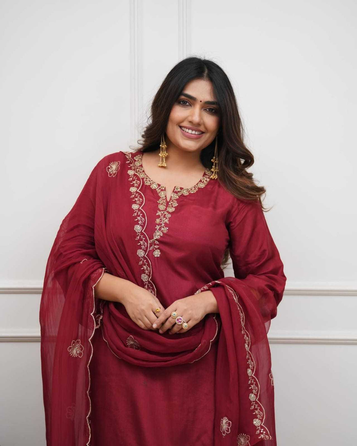 Pooja Viscose Chanderi Festive Kurti