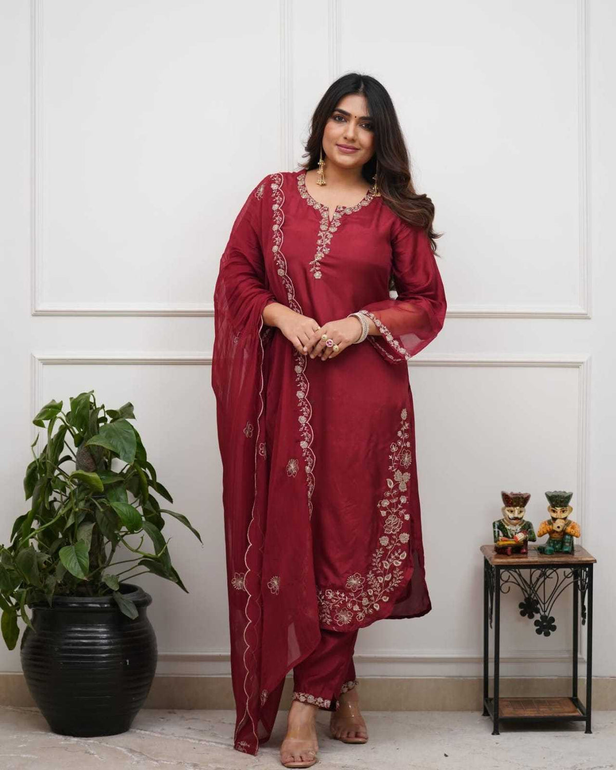Pooja Viscose Chanderi Festive Kurti