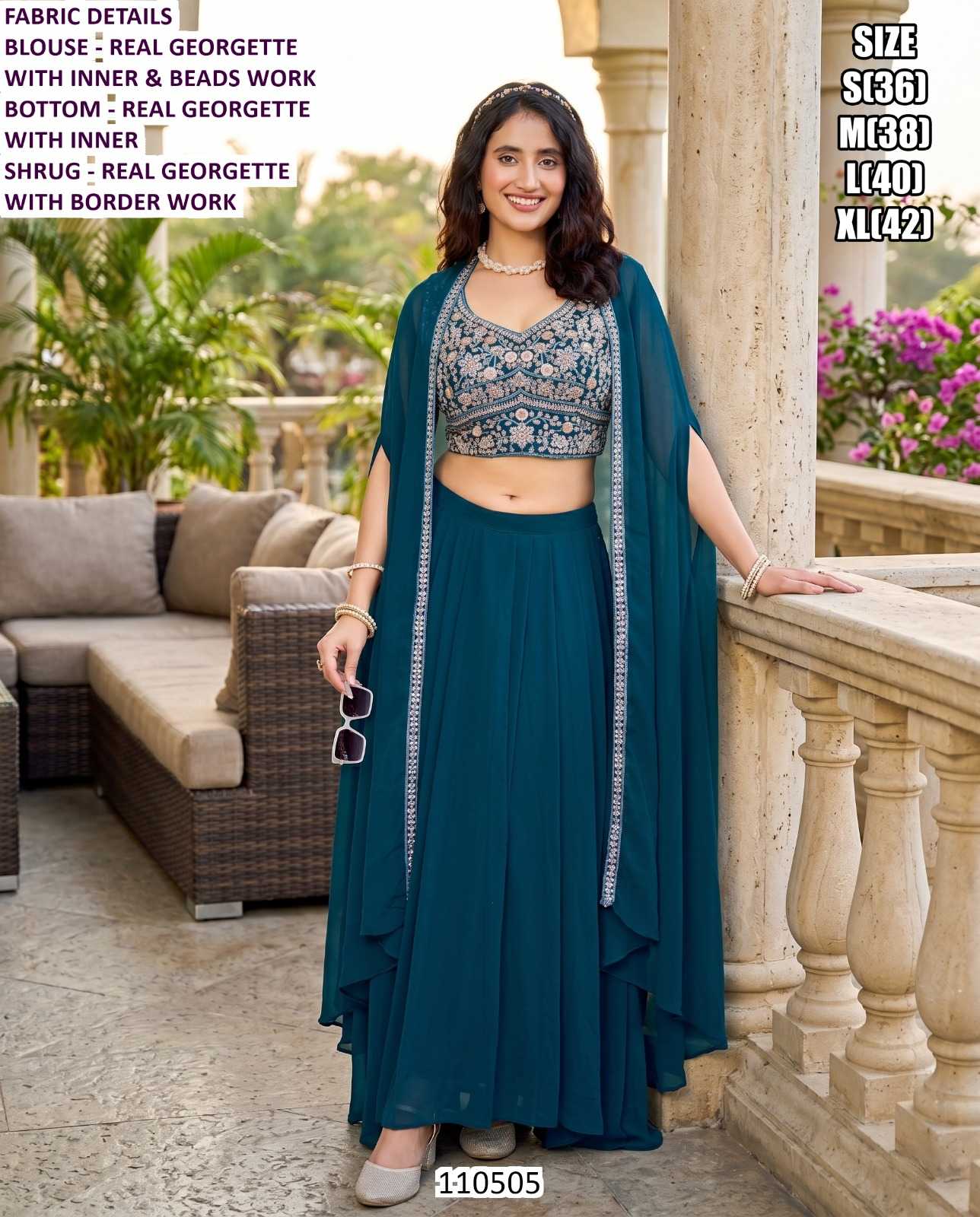 Chinon Silk Indo Western Dress