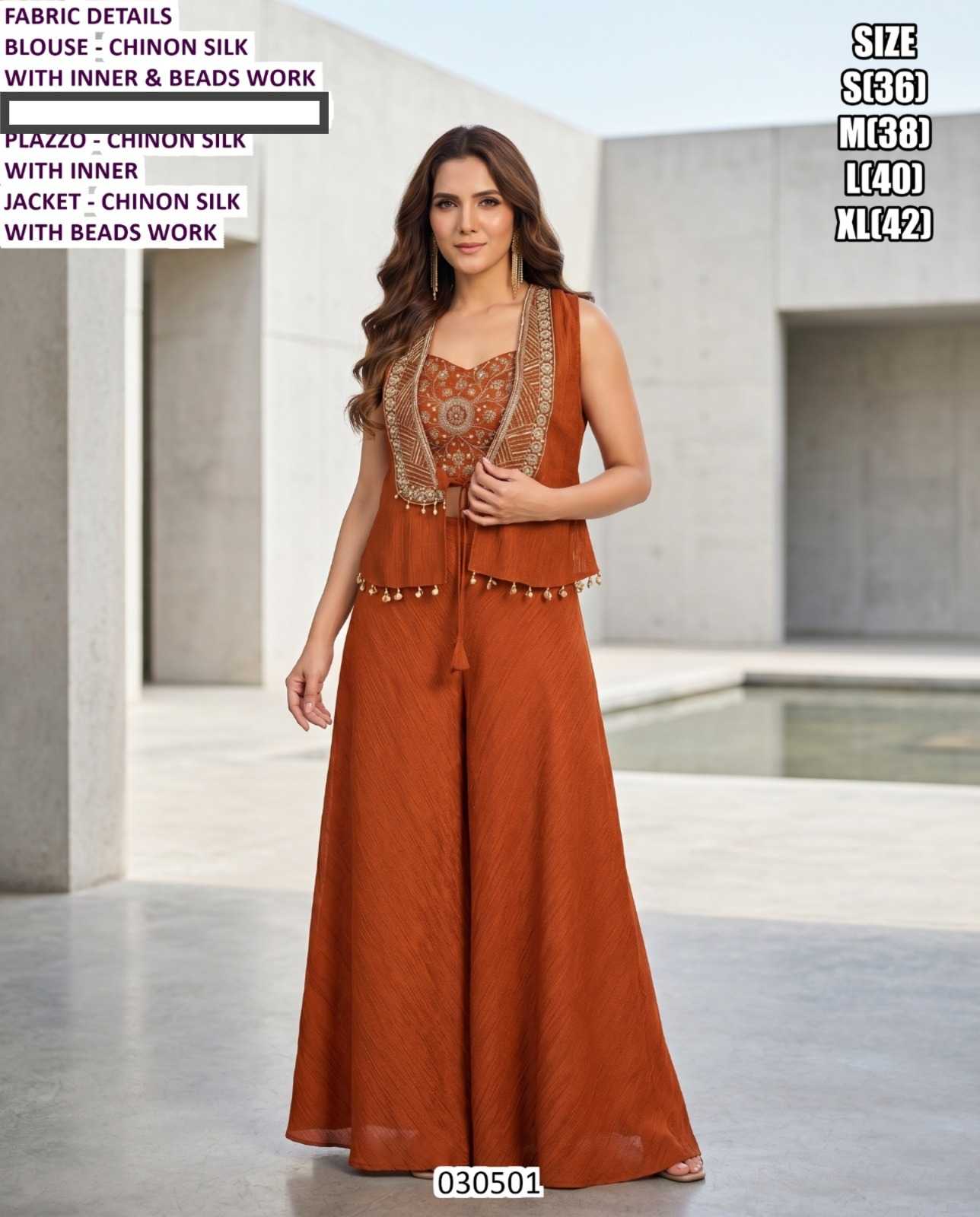 Chinon Silk Indo Western Dress