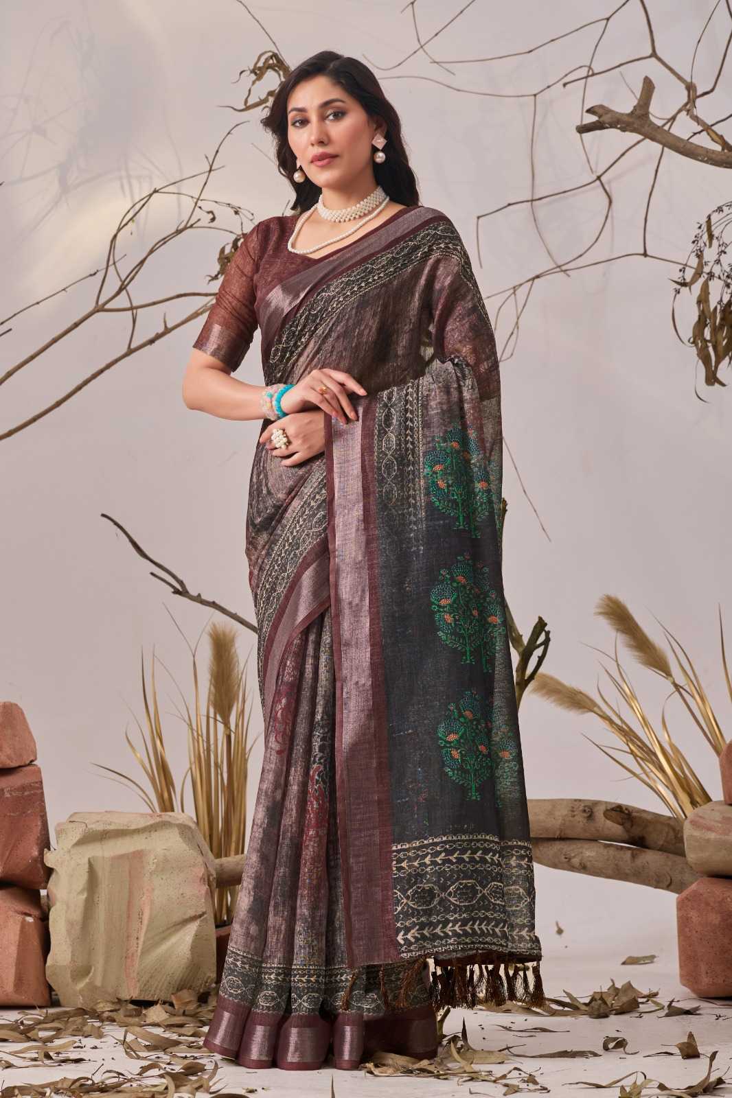 Linen Printed Saree