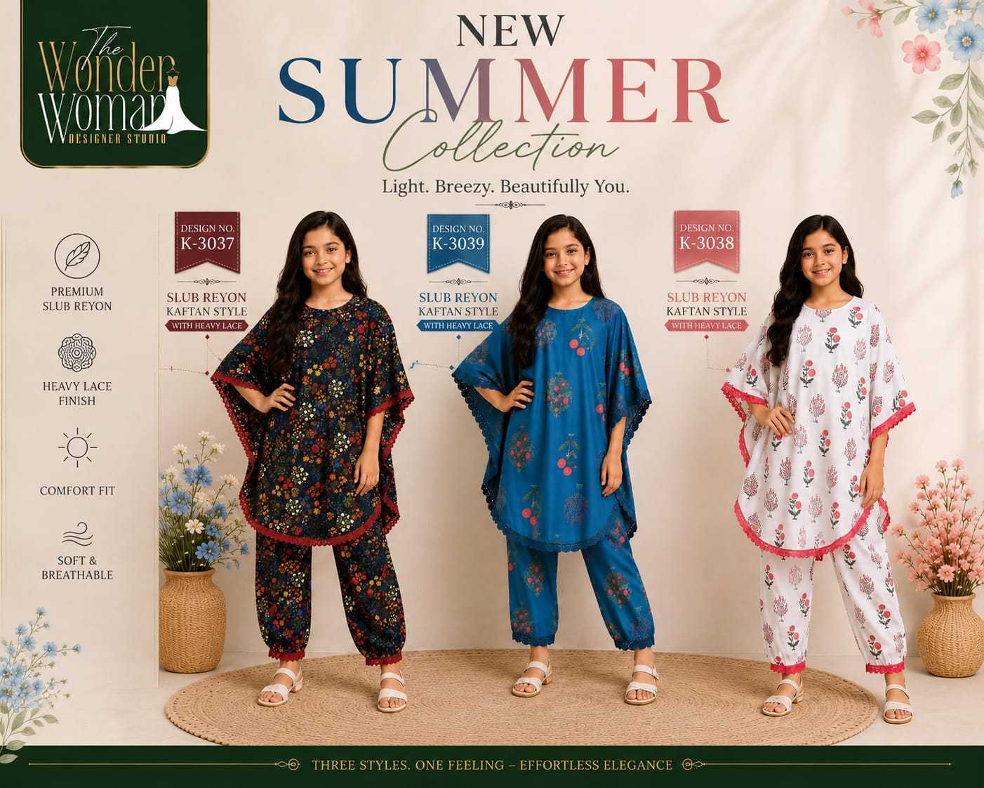 Slub Reyon Ethnic Dresses For Kids