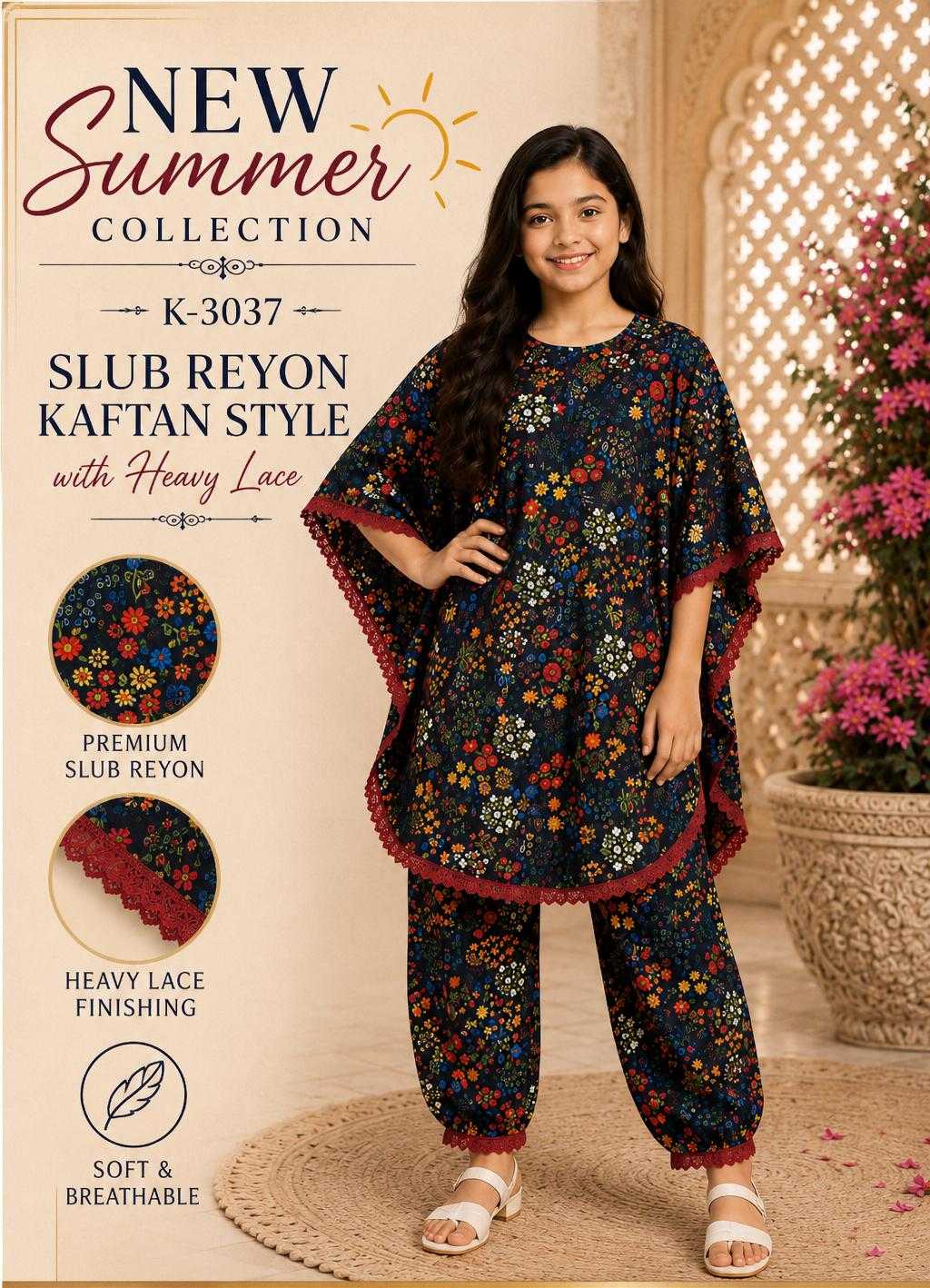 Slub Reyon Ethnic Dresses For Kids