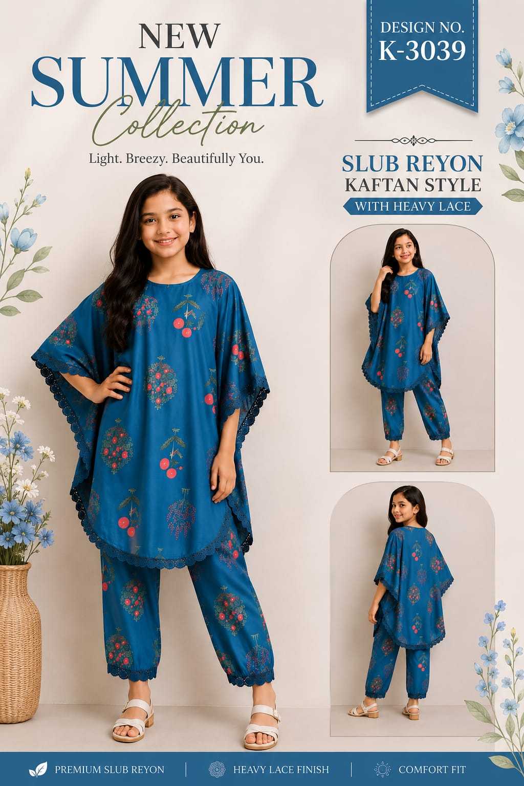 Slub Reyon Ethnic Dresses For Kids