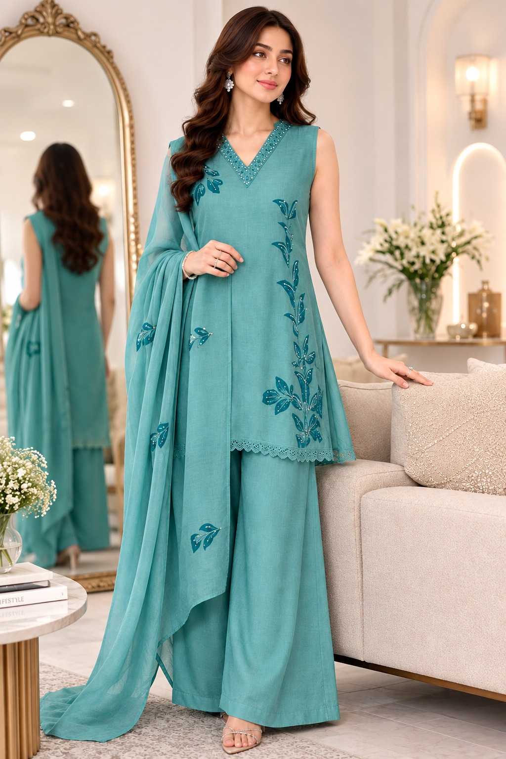 Premium Silk Palazzo Suit