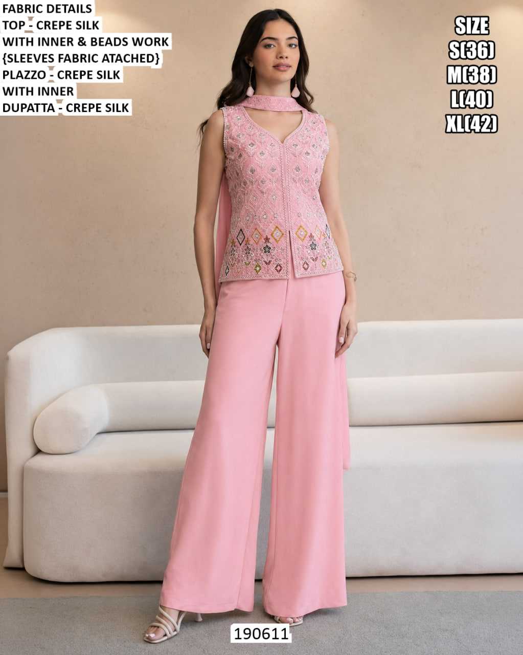 Crepe Silk Palazzo Suit