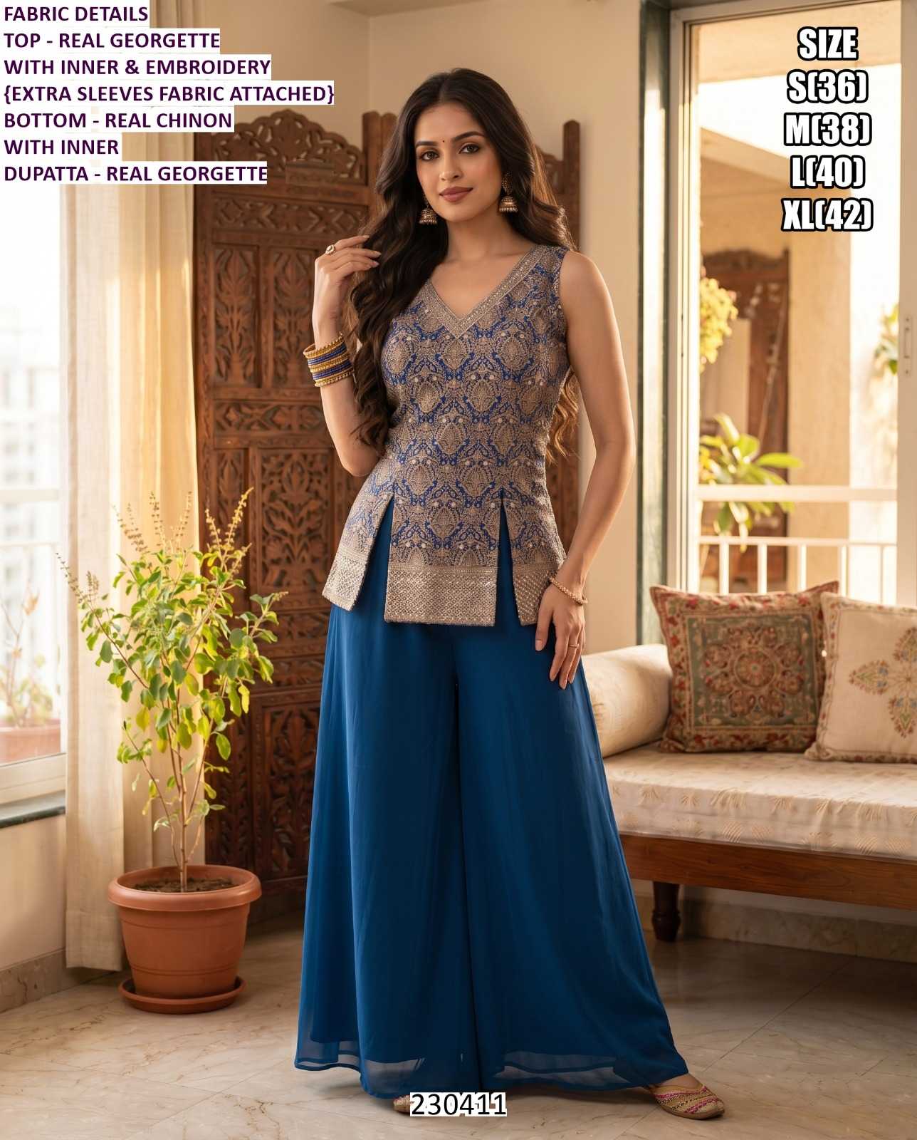 Crepe Silk Sharara Salwar Suit