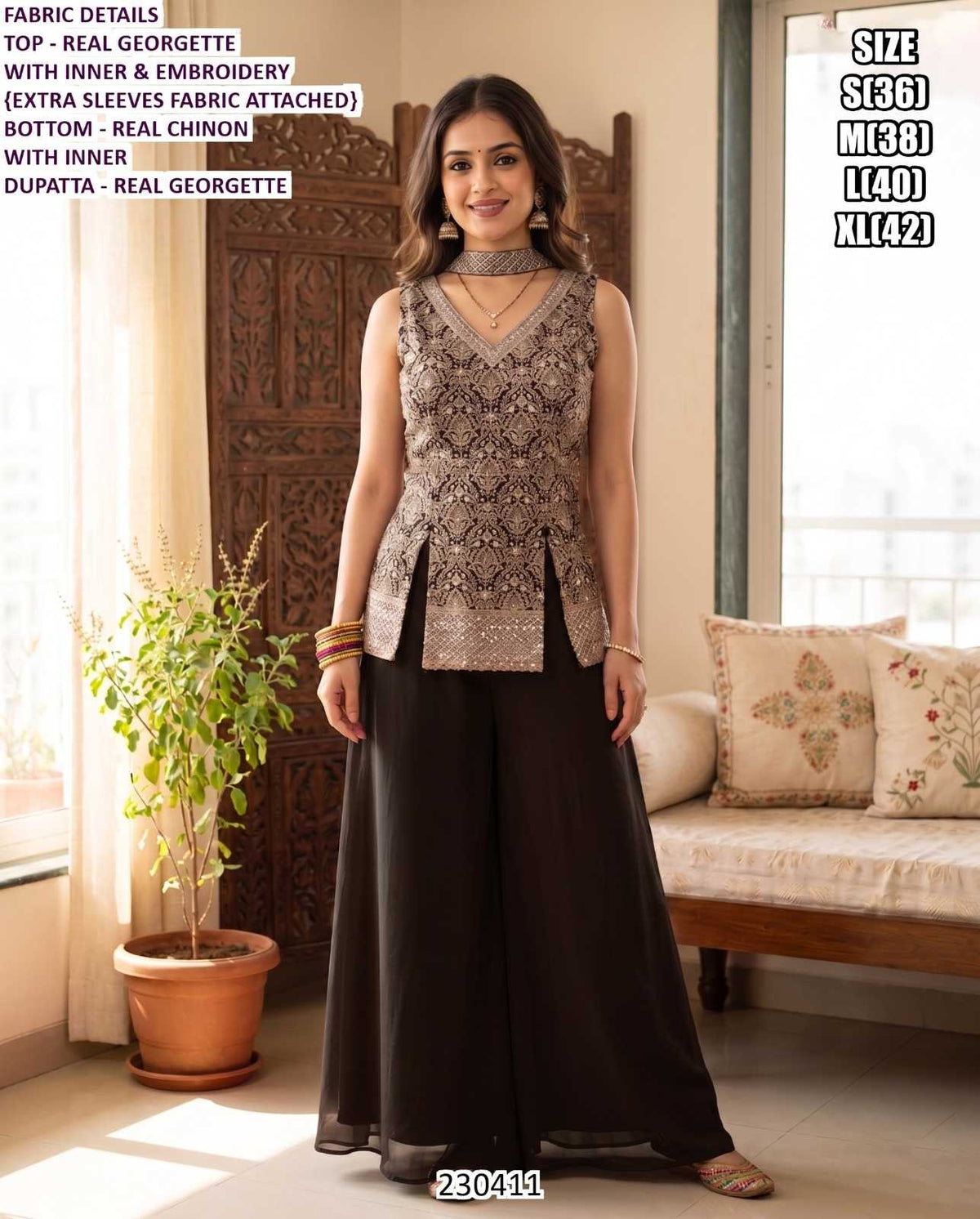 Crepe Silk Sharara Salwar Suit