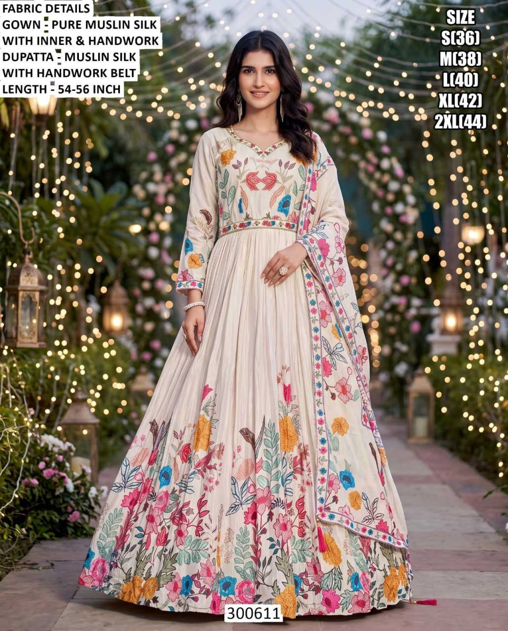 Silk Embroidered Gown