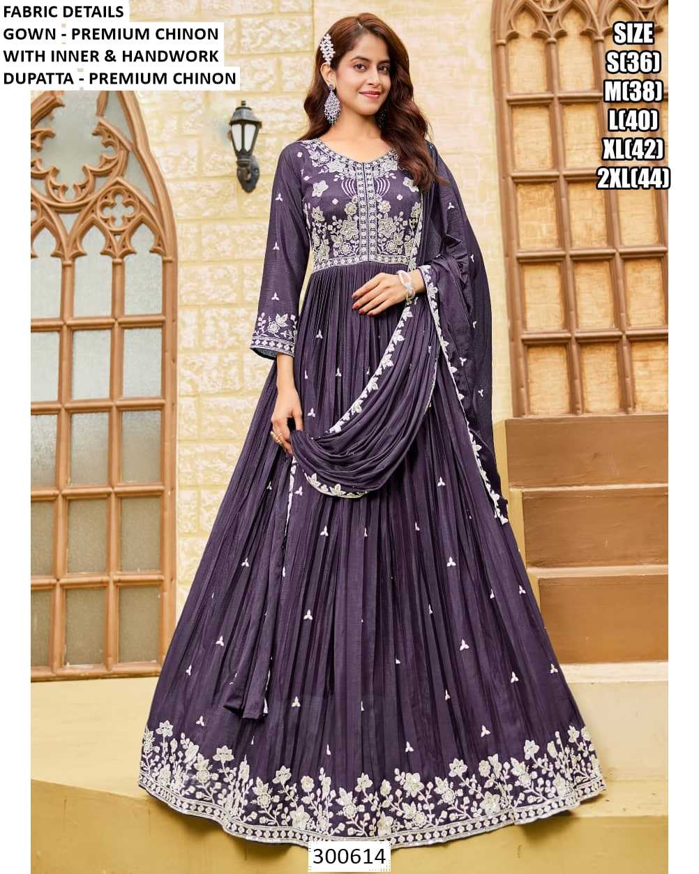 Silk Embroidered Gown