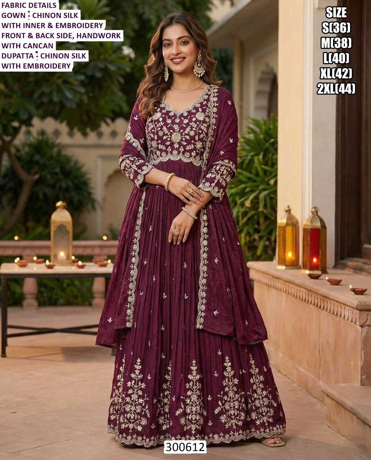 Silk Embroidered Gown
