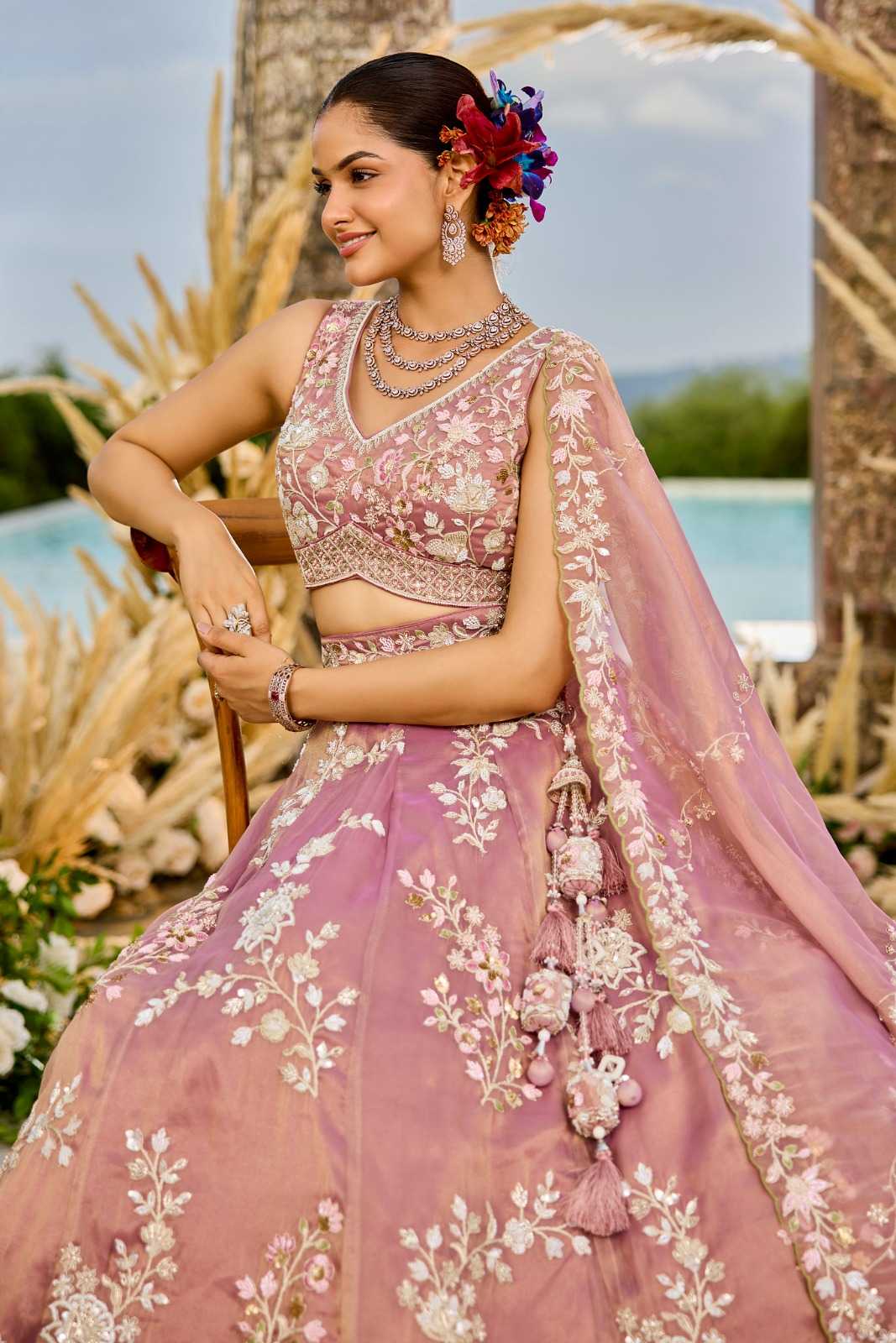 Tissue Designer Lehenga