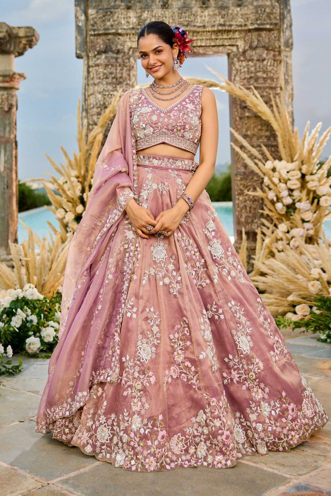 Tissue Designer Lehenga