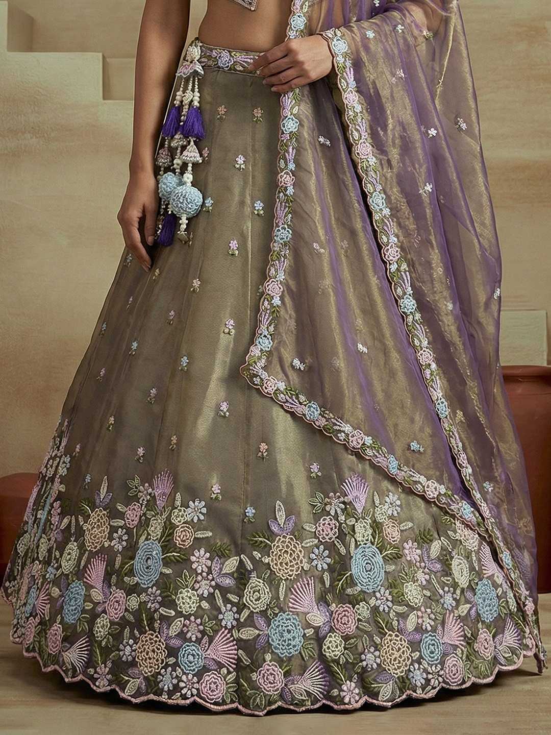 Tissue Embroidered Lehenga