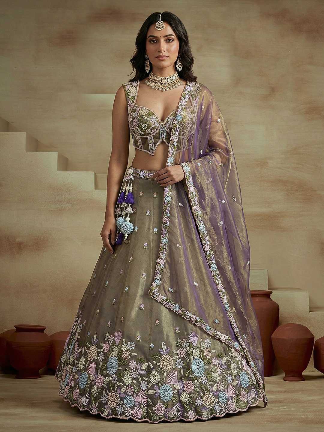 Tissue Embroidered Lehenga