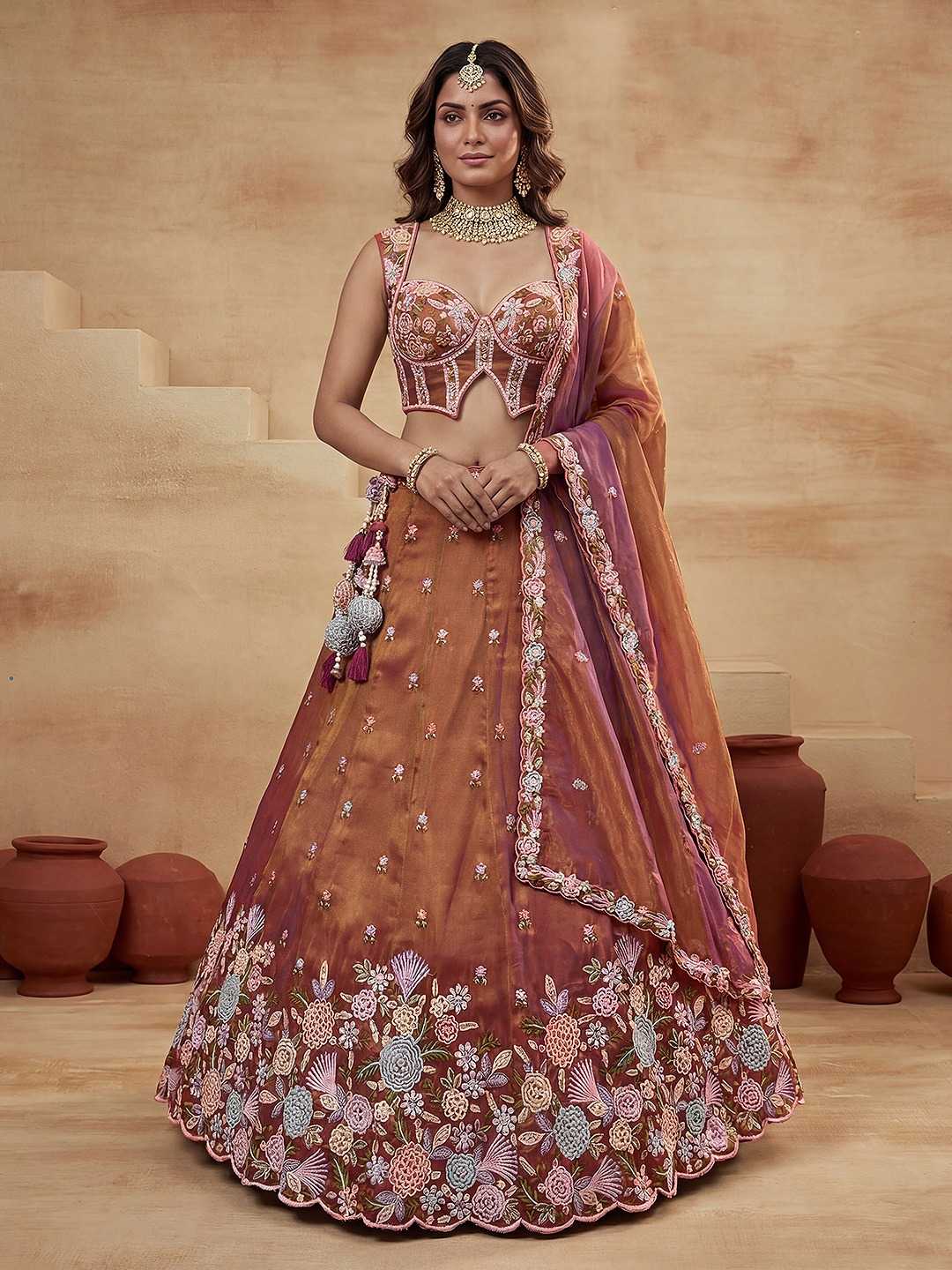 Tissue Embroidered Lehenga