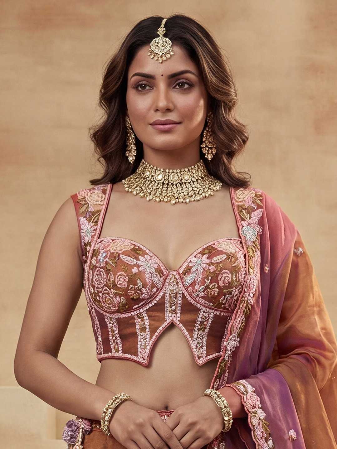 Tissue Embroidered Lehenga